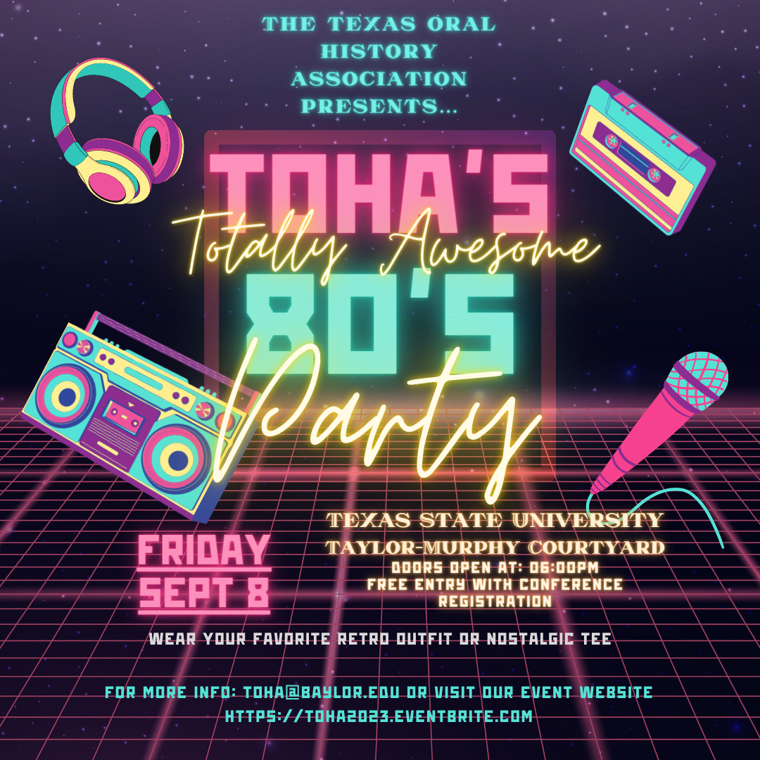 TOHA Totally 80s party flyer